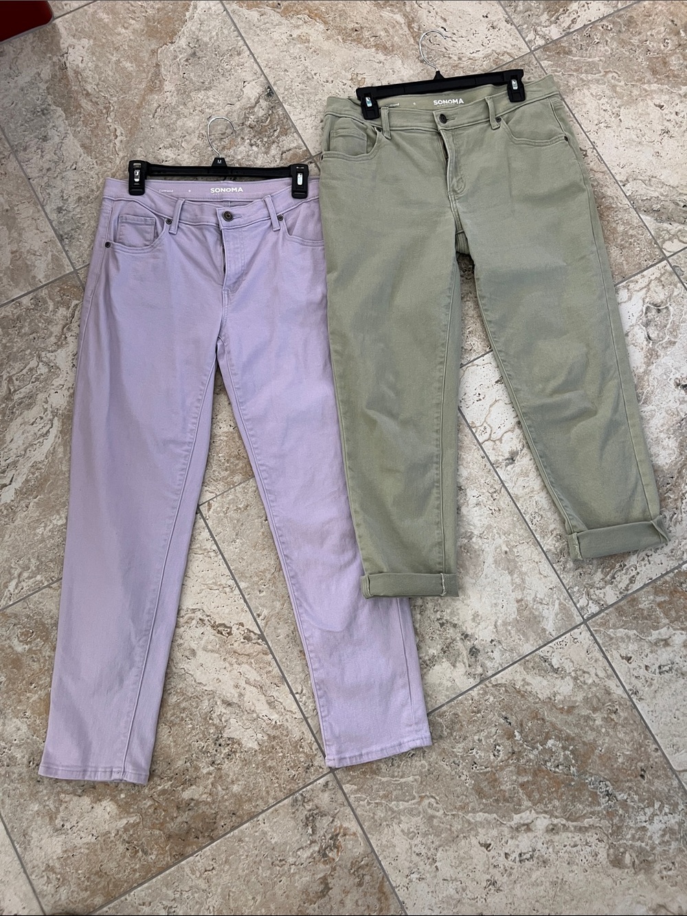 Sonoma Lavender and Sage Cropped Girlfriend Jeans- lot of 2